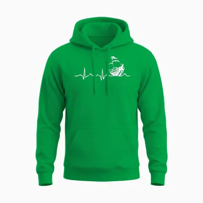 Sailing Heartbeat Boat Funny Boating Sailor Gift Unisex Hoodie - Irish Green