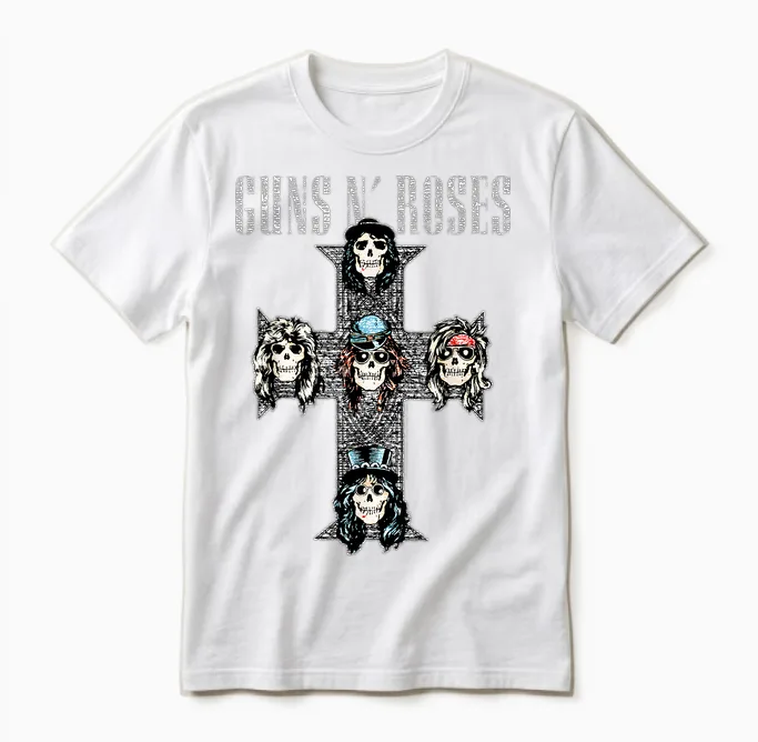 Guns N' Roses Official Vintage Cross Unisex T-Shirt in White