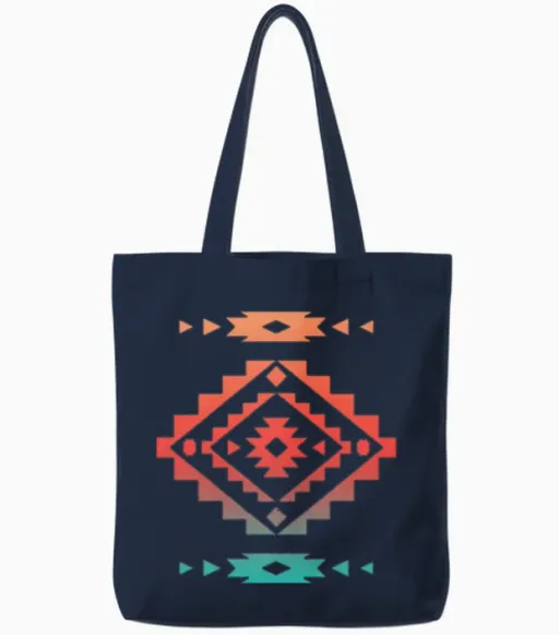 Cool Native American Aztec Southwest Indian Style Tote Bags in Navy