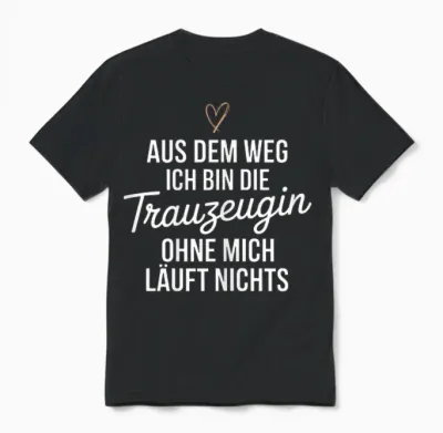 T-Shirt with German Text "aus Dem Weg Ich Bin Die Trauzeugin" [german Language] Unisex T-Shirt - Black