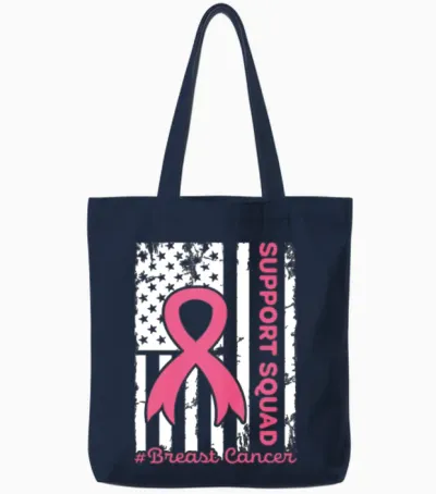 Support Squad Breast Cancer Awareness Tote Bags - Navy