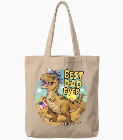 Father's Day Usa T-Rex Best Dad Ever Tote Bags - Natural