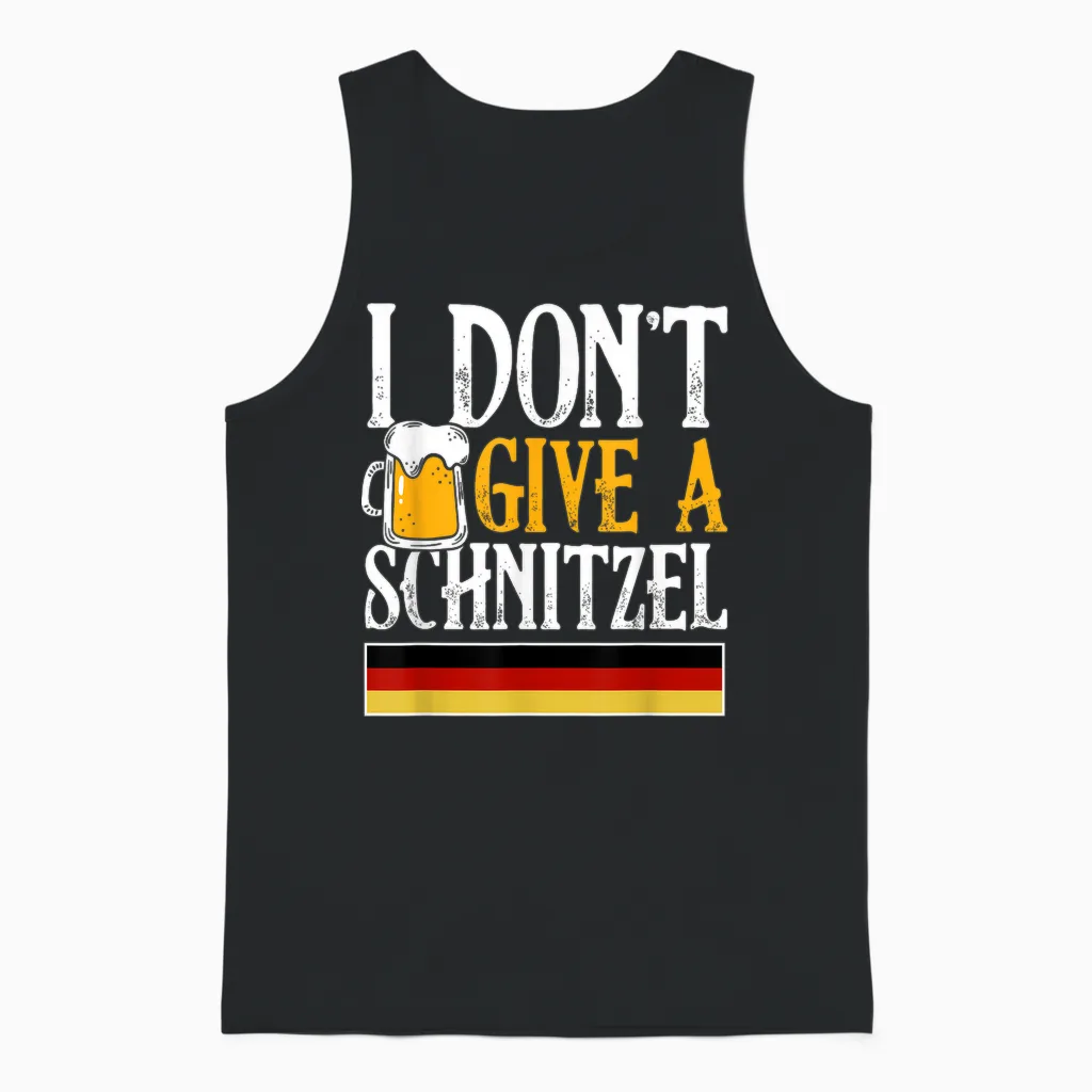 I Don't Give a Schnitzel German Beer Wurst Funny Oktoberfest Unisex Tank Top in Black