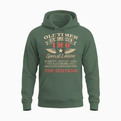 60. Geburtstag Mann Frau 60 Jahre Deko 1966 Geschenk Lustig Unisex Hoodie - Military Green