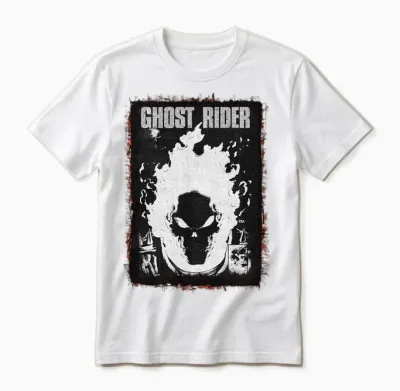 Poster Marvel Ghost Rider Dark Distressed Manche Longue Unisex T-Shirt - White