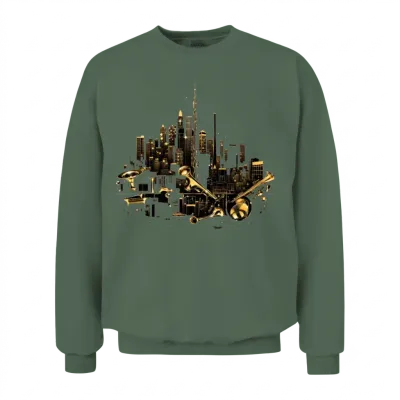 Music Musical Instrument City Skyline Musician Unisex Sweatshirt - Military Green