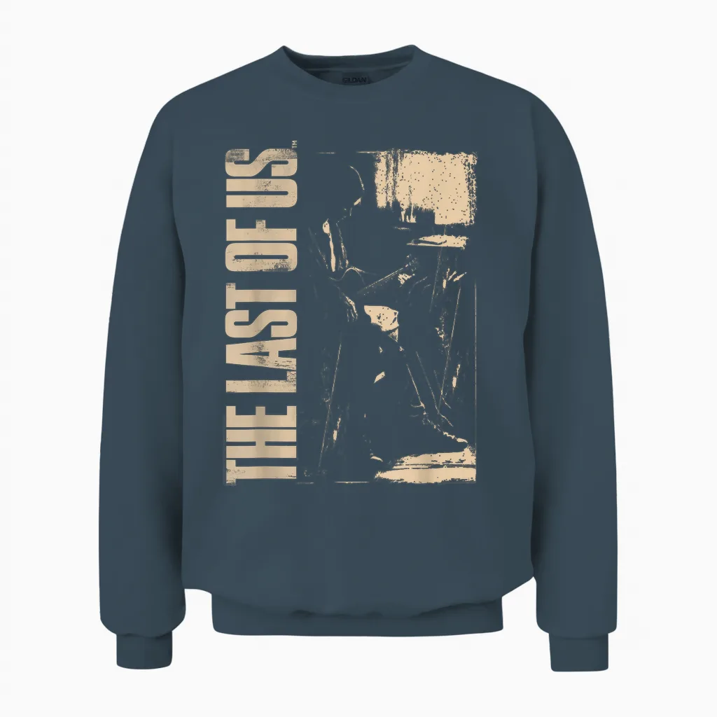 The Last of Us Ellie with Guitar Edgy Video Game Unisex Sweatshirt in Dark Heather