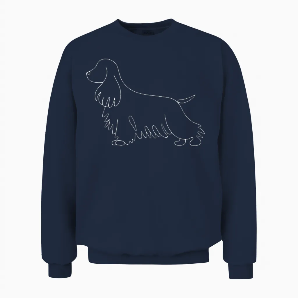 Cocker Spaniel Minimalismus Unisex Sweatshirt in Navy