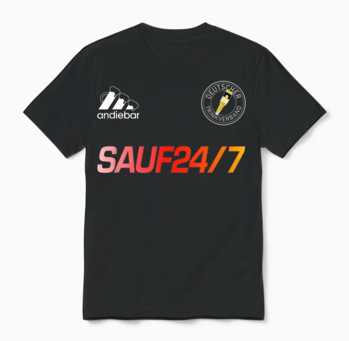 Sauf 24/7 โ Soft Jersey X Malle Germany Beer Unisex T-Shirt in Black