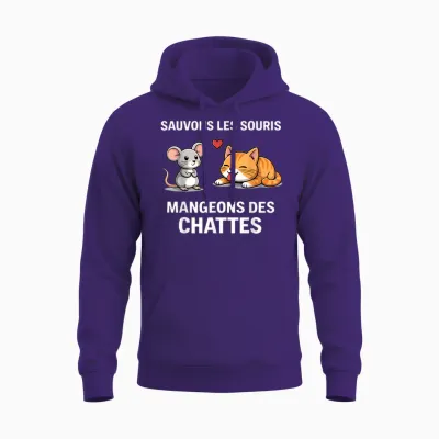 Humor Save Mice Eat Pussies Word Game Unisex Hoodie - Purple