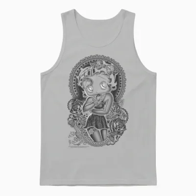 Betty Boop Fashion Roses Unisex Tank Top - Ash
