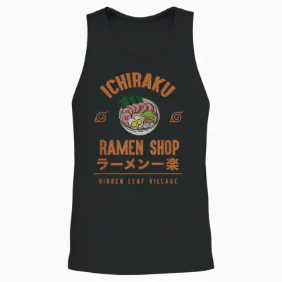 Naruto Shippuden Anime Cartoon Ramen Shop T-Shirt Small Unisex Tank Top - Black