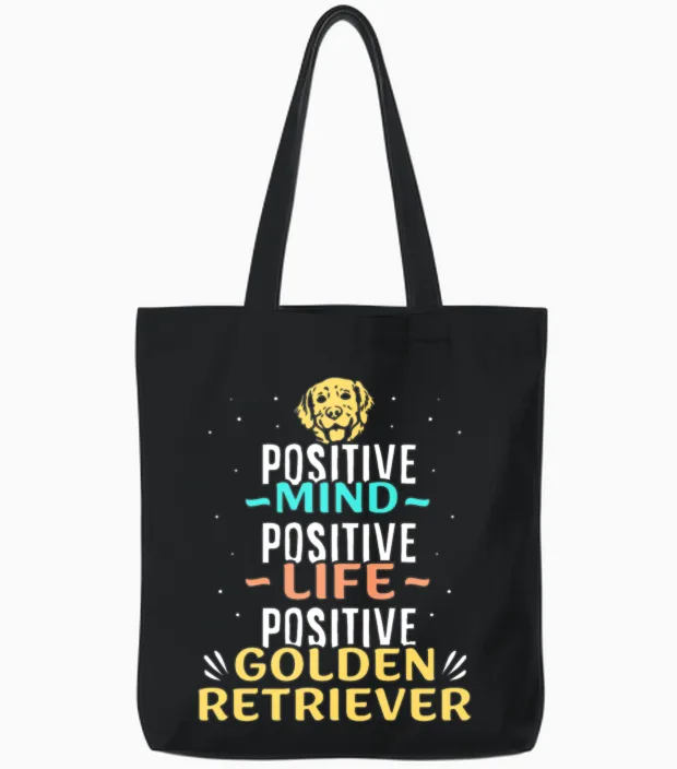 Positive Golden Retriever Tote Bags in Black