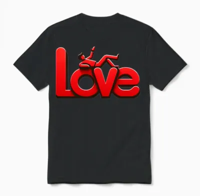 3d Love Typography with Creative Design Unisex T-Shirt - Black