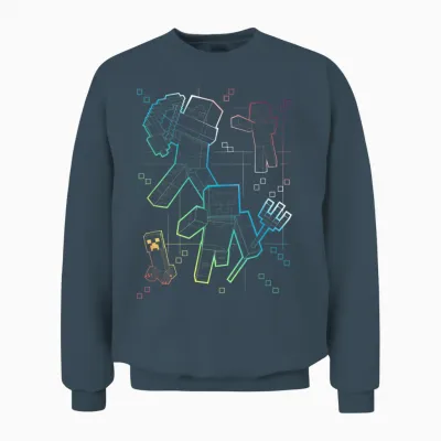 Minecraft Group Shot Rainbow Collage T-Shirt, Black Unisex Sweatshirt - Dark Heather