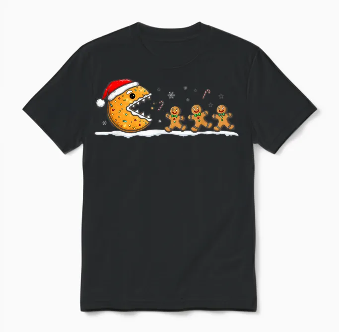 Funny Gingerbread Christmas Cookie Baking Boys Girls Unisex T-Shirt in Black