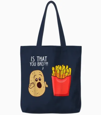 Potato Is That You Bro Funny French Fries T-Shirt Small Tote Bags - Navy
