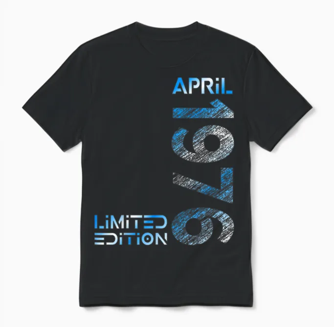 Limited Edition April 1976 Mann Frau 50. Geburtstag Unisex T-Shirt in Black