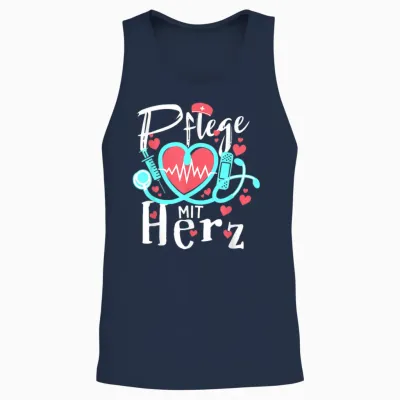 Pflege Mit Herz Pflegekraft Krankenpflege Altenpflege Unisex Tank Top - Navy