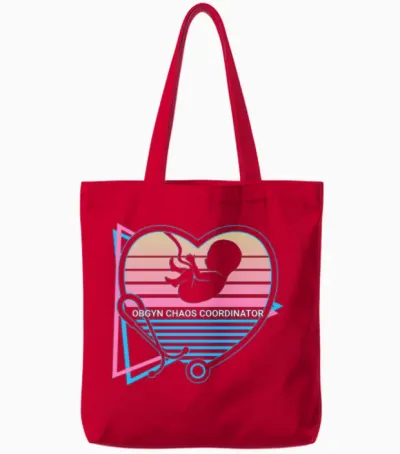 Obgyn Retro Tote Bags - Red