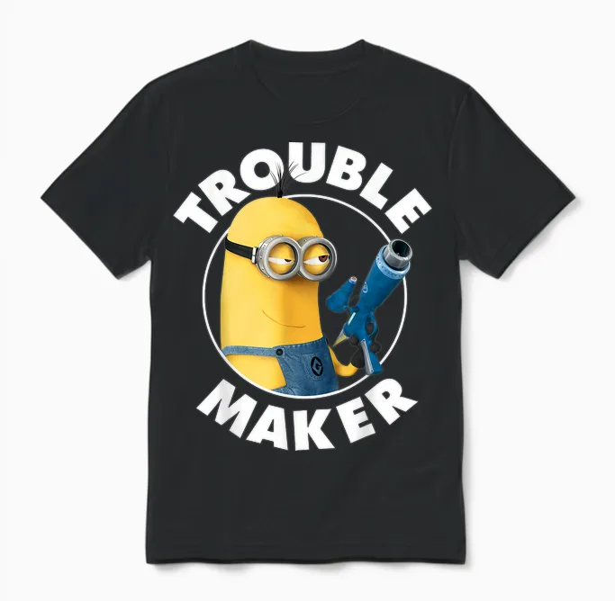 Despicable Me Minions Kevin Trouble Maker Graphic Unisex T-Shirt in Black