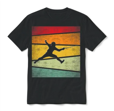 Fencing Retro Unisex T-Shirt - Black