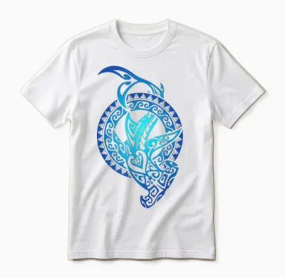 Hawaiian Shark Tribal Polynesian Sun Hawaiian Maori Cool Unisex T-Shirt - White