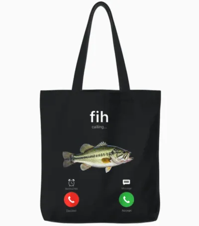 Fih Calling Decline Accept Phone Call Funny Fish Tote Bags - Black