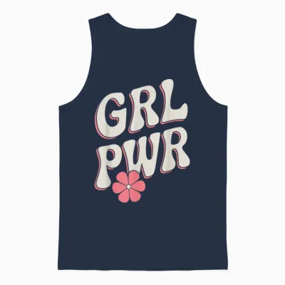Frauen Power Grl Pwr Motivation Stärke Feministin Power Girl Unisex Tank Top - Navy