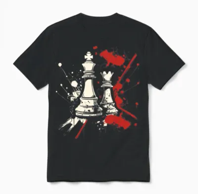 Chess Queen and King Streetart Unisex T-Shirt - Black