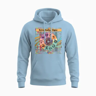 Retro Zodiac Signs Unisex Hoodie - Light Blue