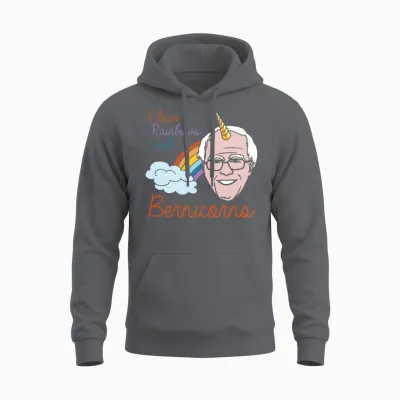 I Love Rainbows and Bernicorns Unisex Hoodie - Charcoal