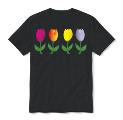 Tulips, Tulips Gifts, Tulip Flower, Tulip Merch, Unisex T-Shirt - Black