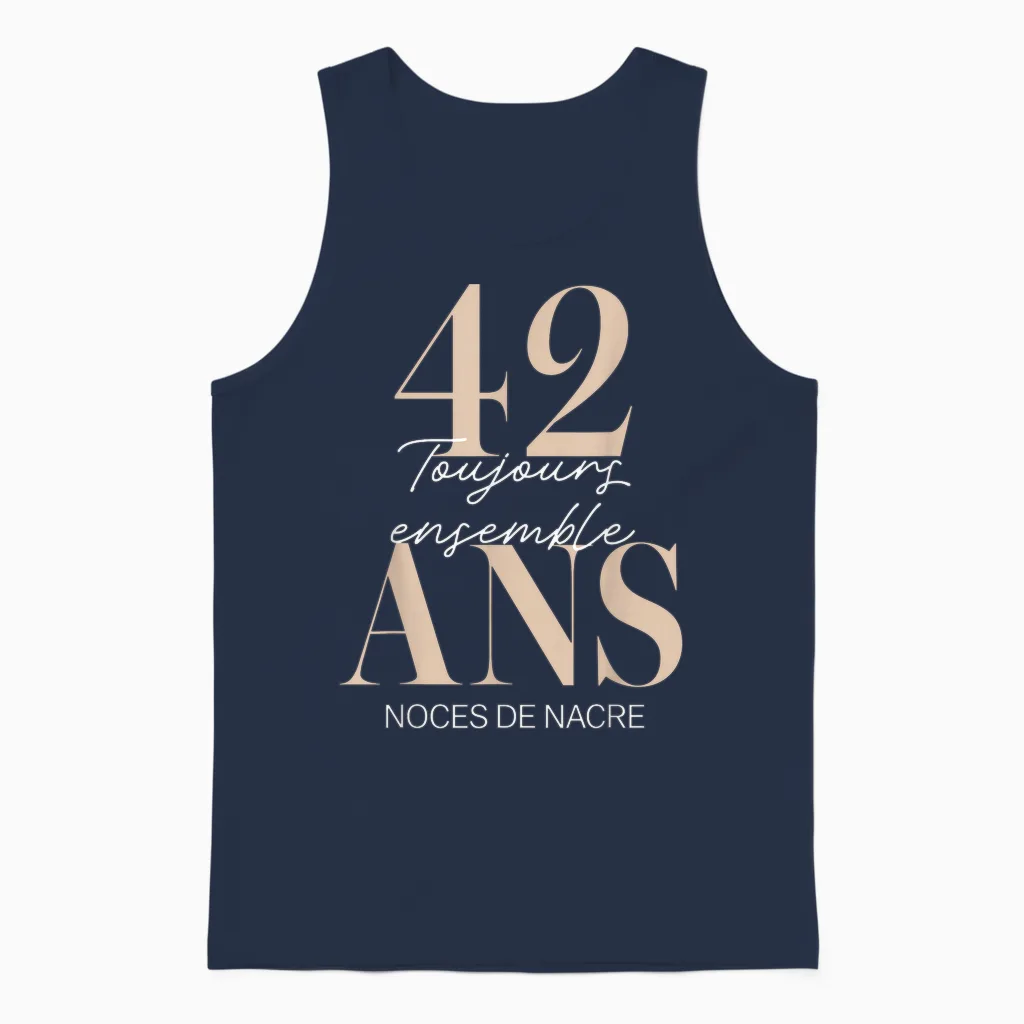 Idée Cadeau 42 Ans De Mariage – Noces De Nacre Unisex Tank Top in Navy