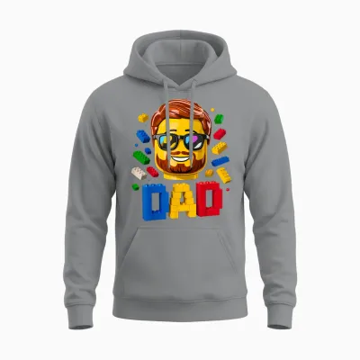 Family Dad Master Builder Building Bricks Blocks Fathers Day Unisex Hoodie - Sport Grey