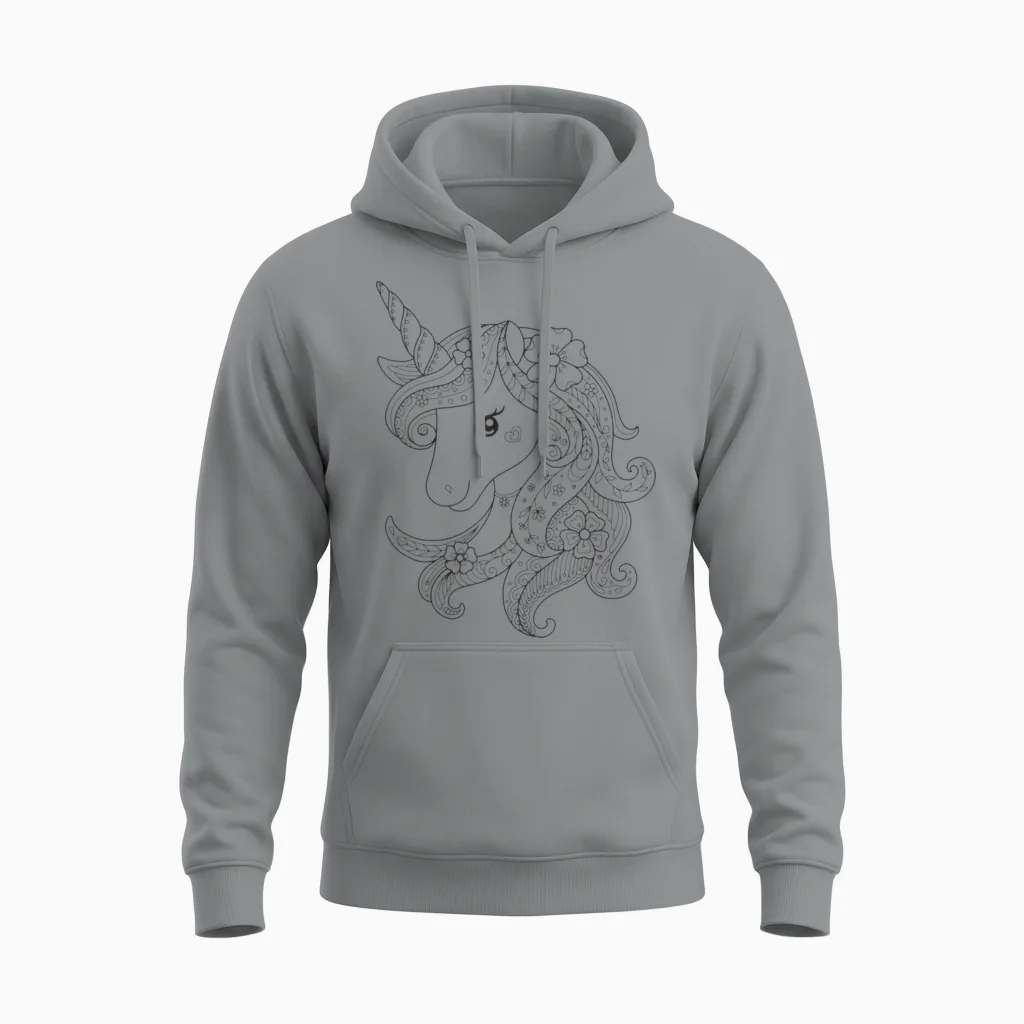 Cute Unicorn to Paint & Colour for Kids T-Shirt, White Unisex Hoodie in Sport Grey