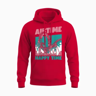 Airtime Happy Time T-Shirt Coaster, White, S Unisex Hoodie - Red