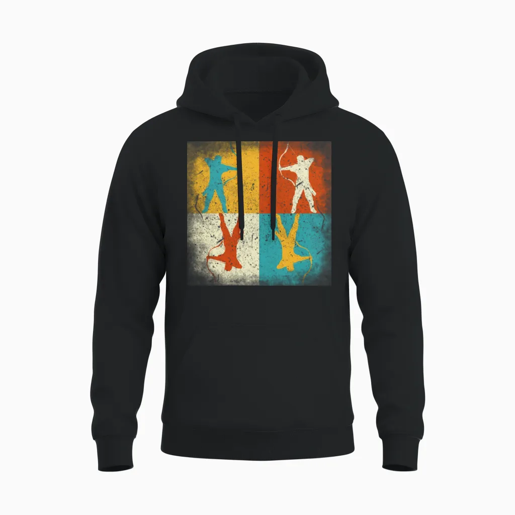 Archery Practice Retro Squares Unisex Hoodie - Black