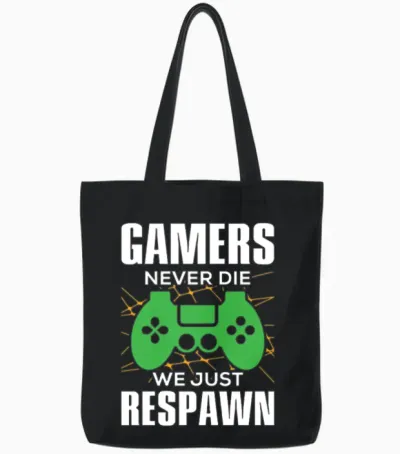 Gamers Never Die by 88street Tote Bags - Black