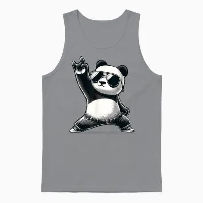 Retro Panda Rock Music Gift Men Children Women Funny Panda Unisex Tank Top - Sport Grey
