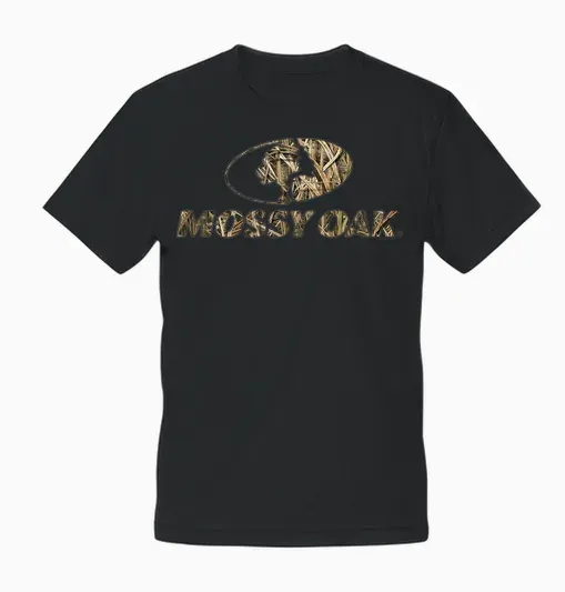 Mossy Oak Nature Camouflage Classic Outdoors Logo V2 Unisex T-Shirt - Black