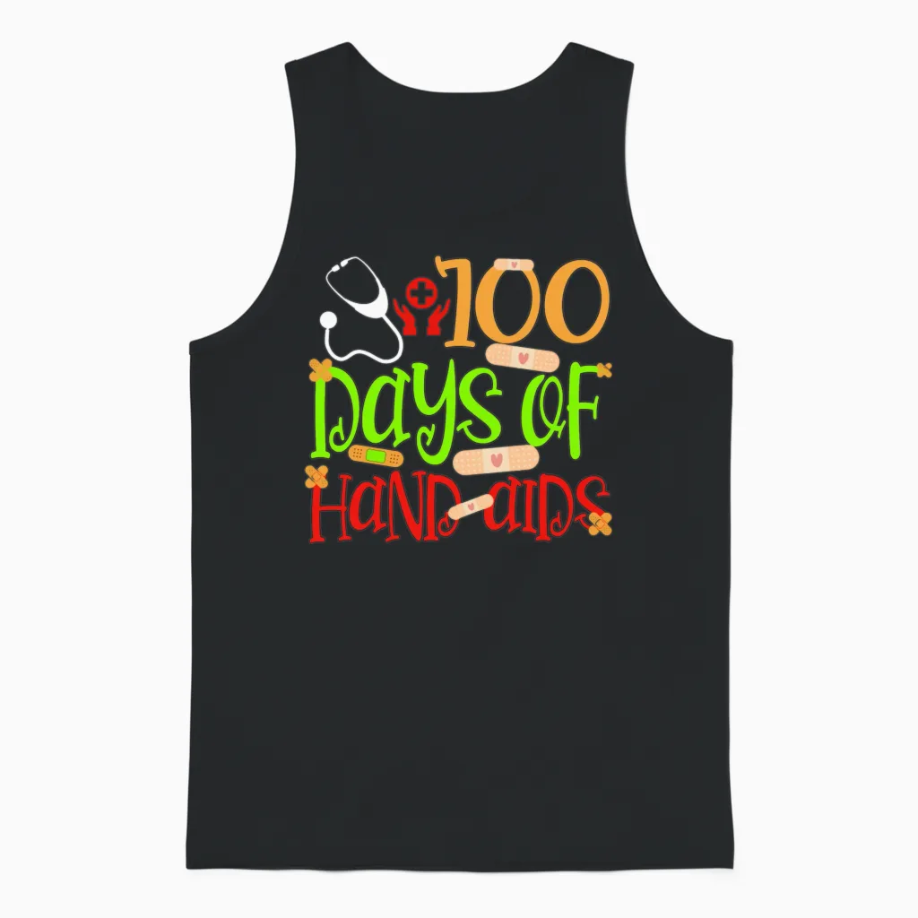 Funny 100 Days of Hand Aids,happy Nurse 100th Unisex Tank Top in Black