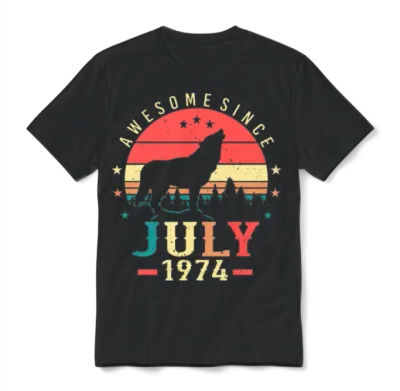 In July 1974 Retro Unisex T-Shirt - Black