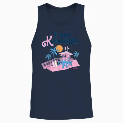 Barbie the Film I Am Kenough Lifeguard Stand T-Shirt, White Unisex Tank Top - Navy