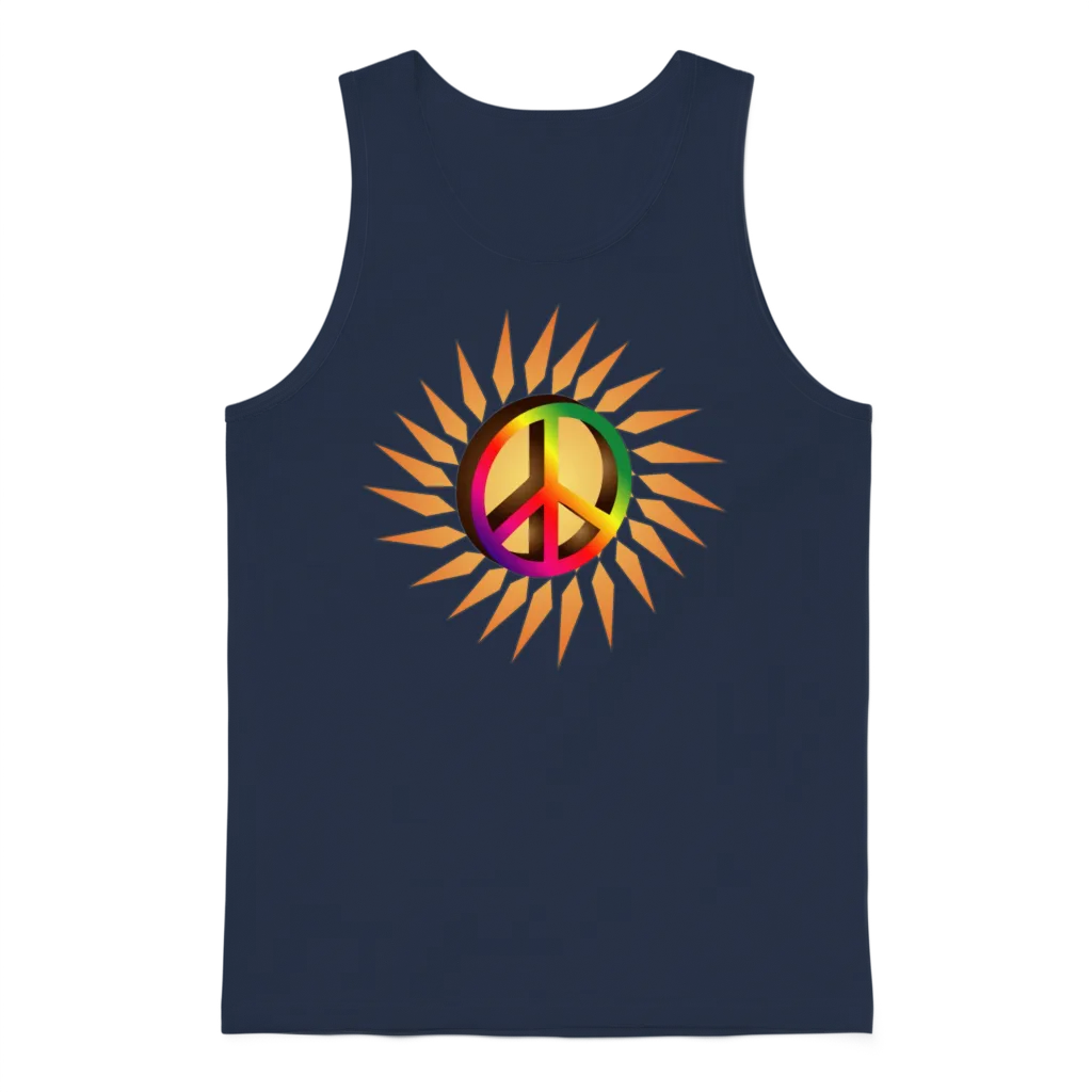 Colorful Peace Sign for the Festival Season Unisex Tank Top - Navy