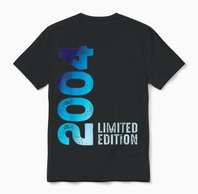 Stunning Year 2004 Vintage Since 2004 Limited Edition 2004 Unisex T-Shirt in Black