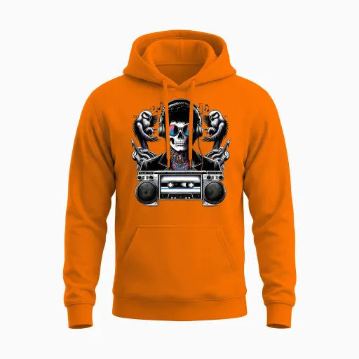 Retro Rythm Unisex Hoodie - Safety Orange