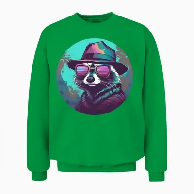 Retro Raccoon Lovers Vintage Unisex Sweatshirt - Irish Green