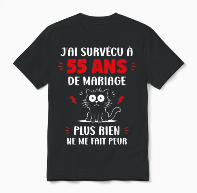 Couple 55 Ans Blague Humour Anniversaire De Mariage 55 Ans Unisex T-Shirt in Black