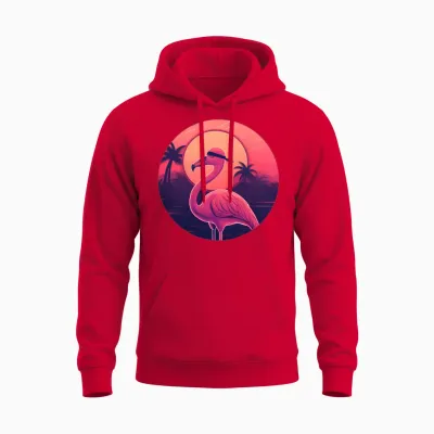Flamingo Lovers Retro Style Unisex Hoodie - Red